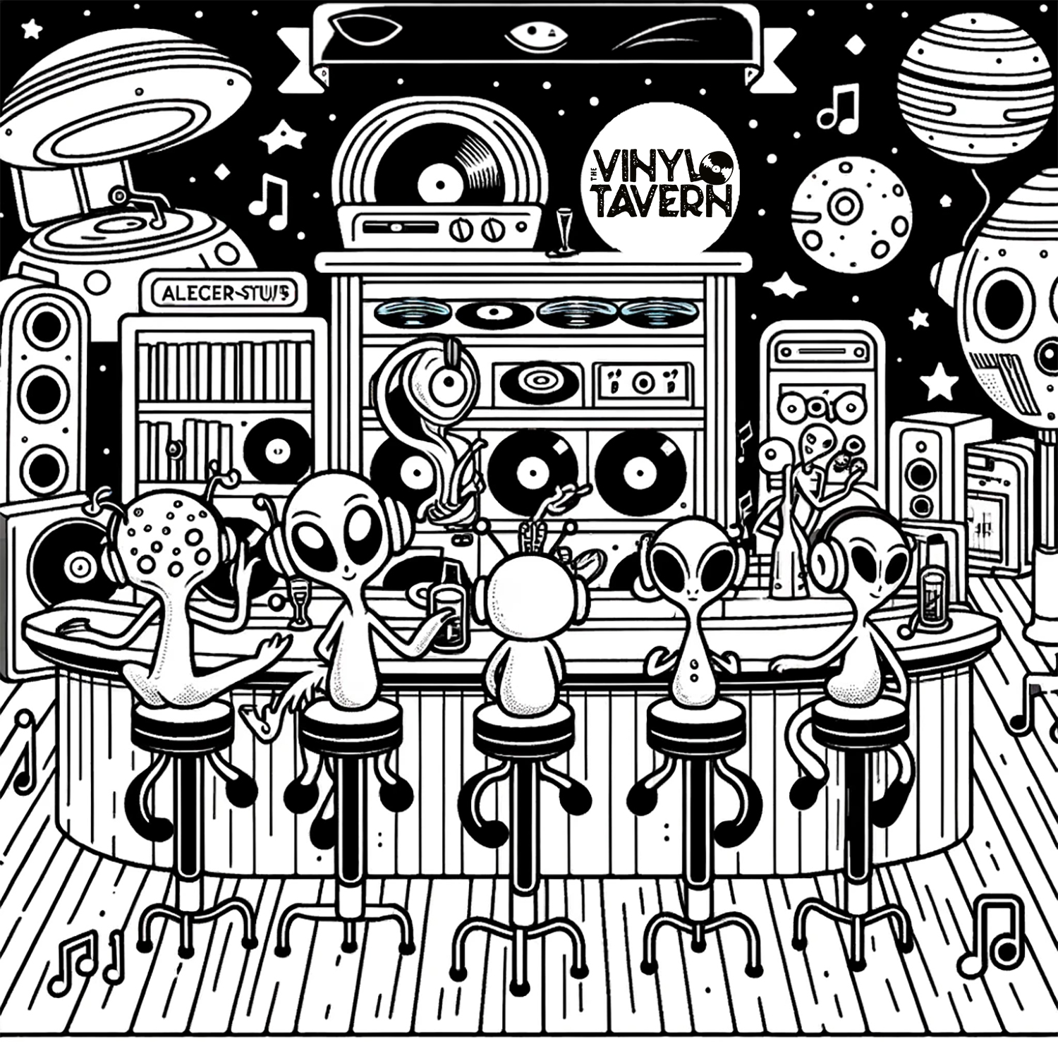 Vinyl Tavern Coloring Pages